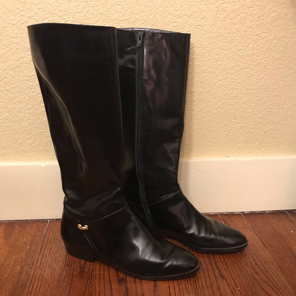 Salvatore Ferragamo Black Leather Riding Boots